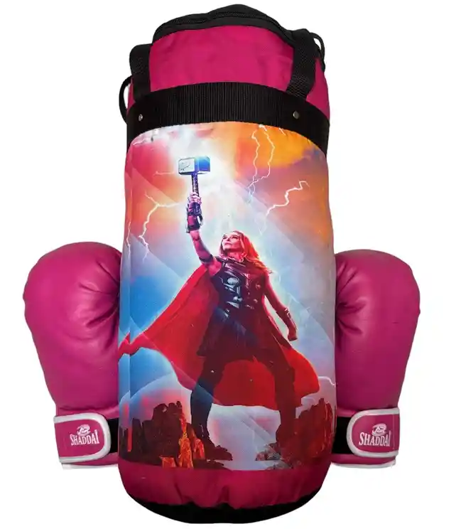 Kit Saco Boxeo Multidiseños + Guantes Para Niño, (infantil) Fucsia