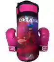 Kit Saco Boxeo Multidiseños + Guantes Para Niño, (infantil) Fucsia