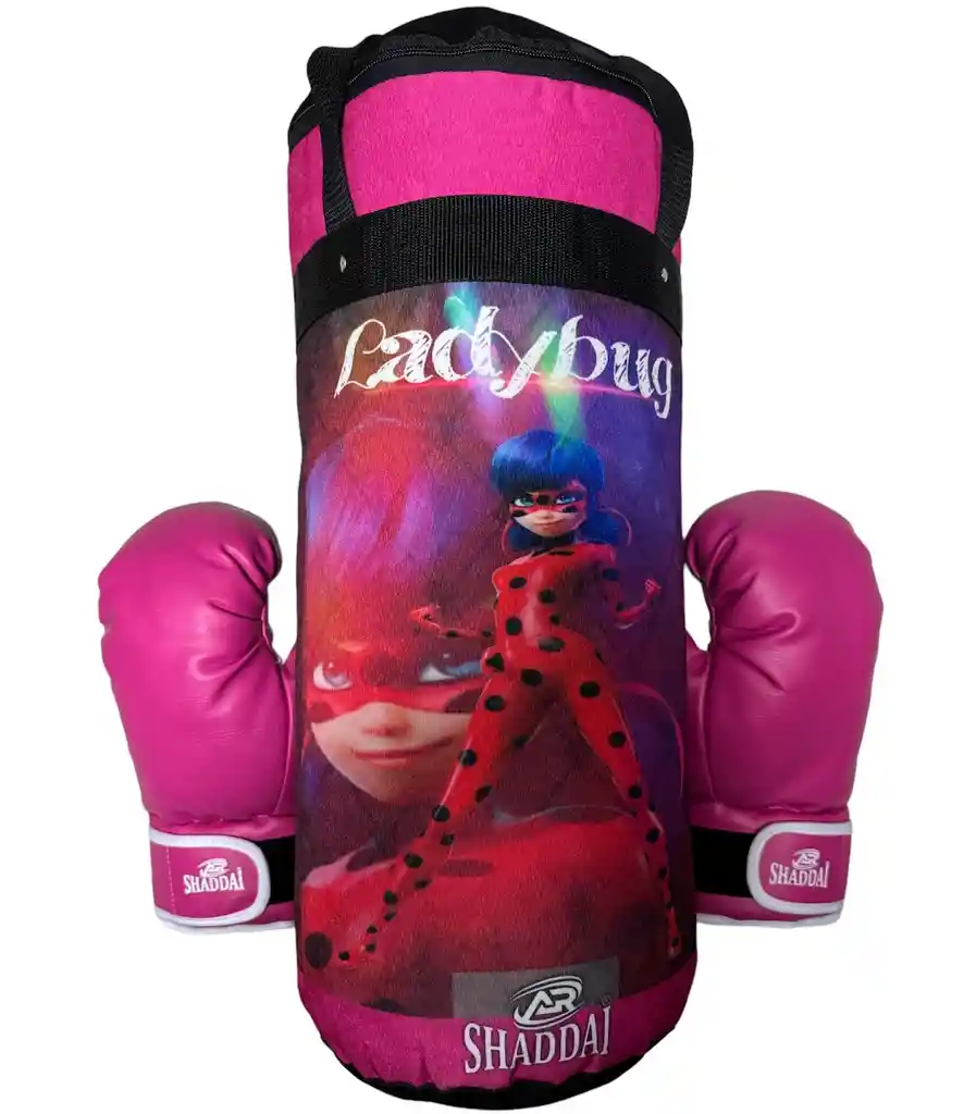 Kit Saco Boxeo Multidiseños + Guantes Para Niño, (infantil) Fucsia