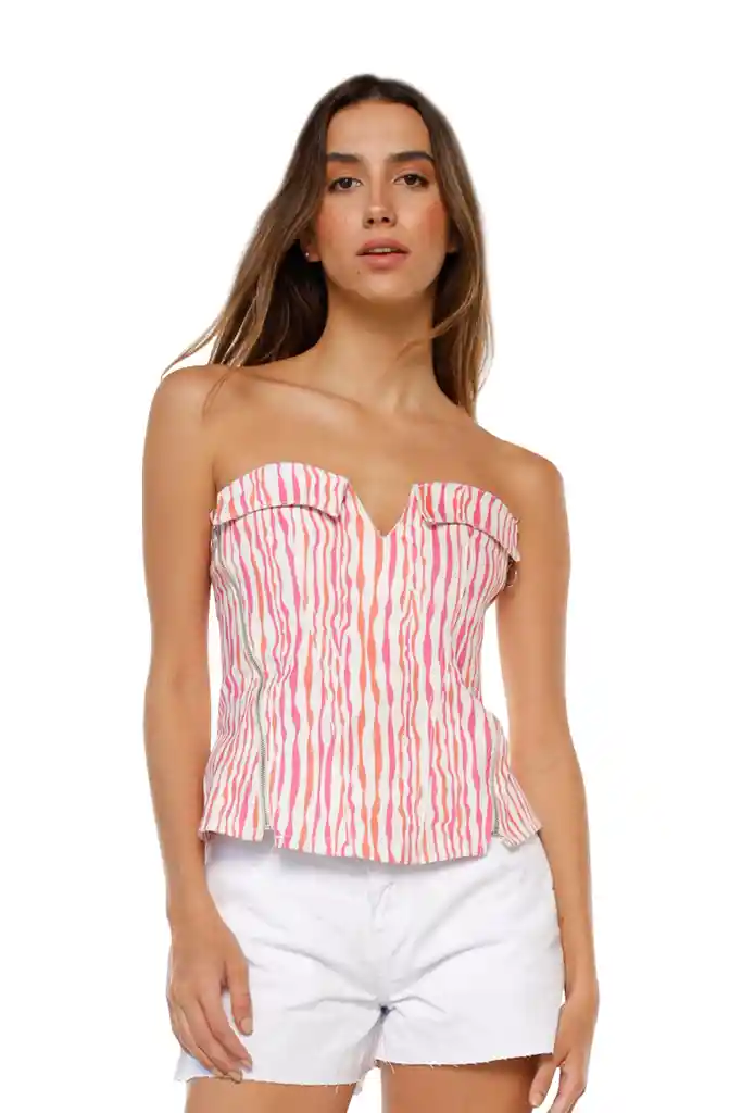 Top Amazonia Zebra Naranja S