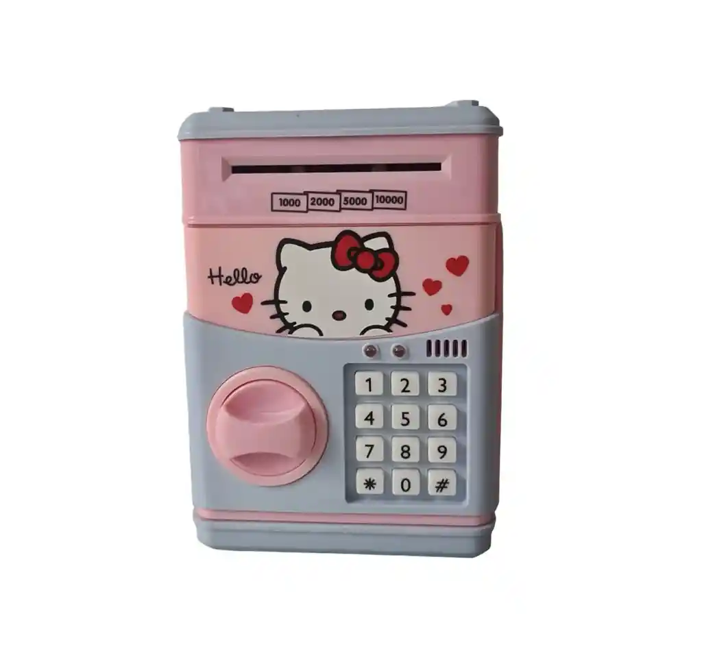 Alcancía Electrónica Hello Kitty Tipo Caja Fuerte Con Clave Billetes