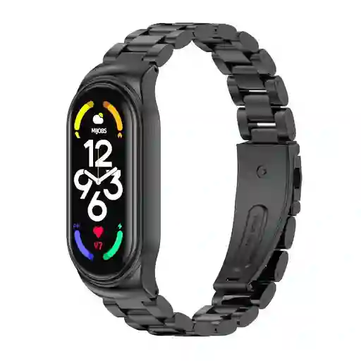 Correa Acero Metal Inoxid Para Xiaomi Mi Band 7 Broche Largo Negro