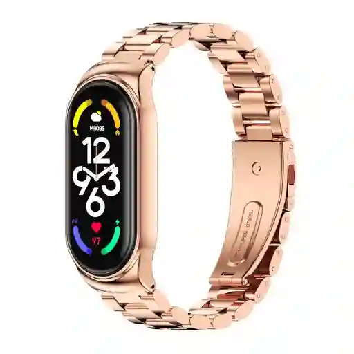 Correa Acero Metal Inoxid Para Xiaomi Mi Band 7 Broche Largo Oro Rosa
