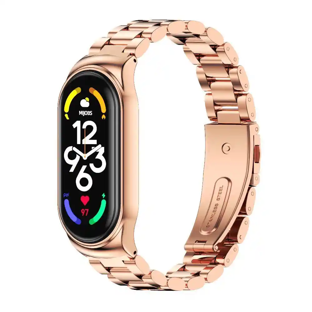 Correa Acero Metal Inoxid Para Xiaomi Mi Band 7 Broche Largo Oro Rosa