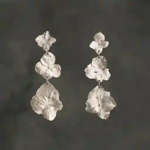 Aretes Tres Hortensias Plata Ecológica