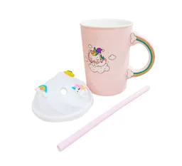 Mug Taza Pocillo Vaso Ceramica Tapa Y Cuchara Motivo Unicornio