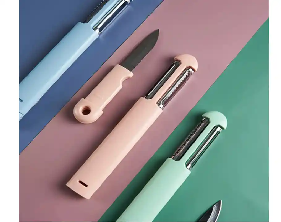 Cuchillo Pelador 3 En 1 Multifuncional Acero Inoxidable