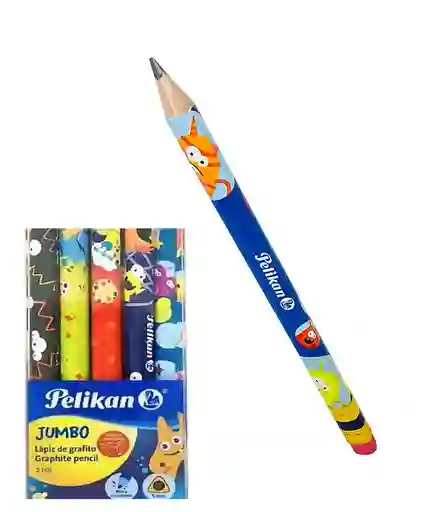 Lapiz Negro 2 Hb Pelikan Triangular Jumbo Infantil Estampado