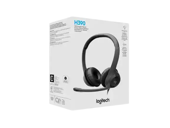 Audífonos De Diadema Logitech Alámbricos H390 Usb Micrófono