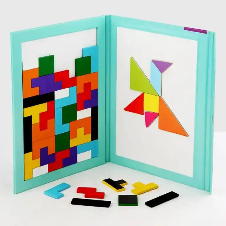 Tangram Tetris Magnético Rompecabezas Didáctico Libro Para Niños