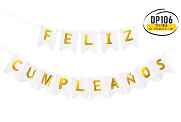 Feston Feliz Cumpleaños Blanco / Banderin / Guirnalda X 1 Und