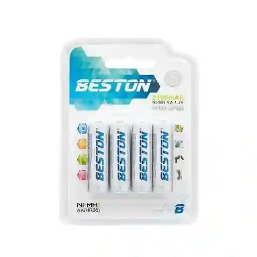 Bateria Pila Recargable Aa X4 Beston 2100mah 1.2v Certificado