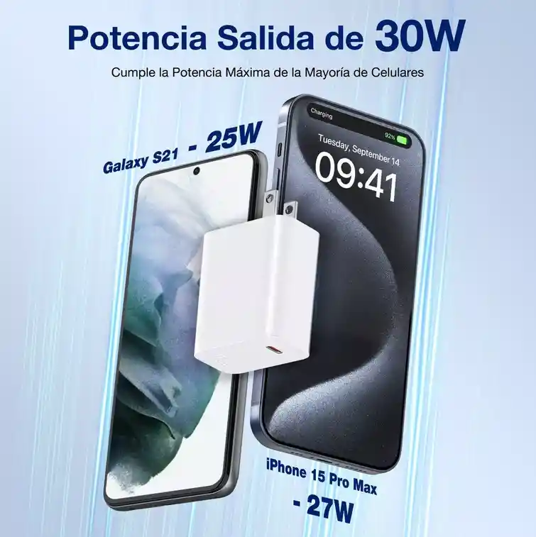 Cargador Tipo C 30w Carga Rápida Compatible Iphone 15 Homologado