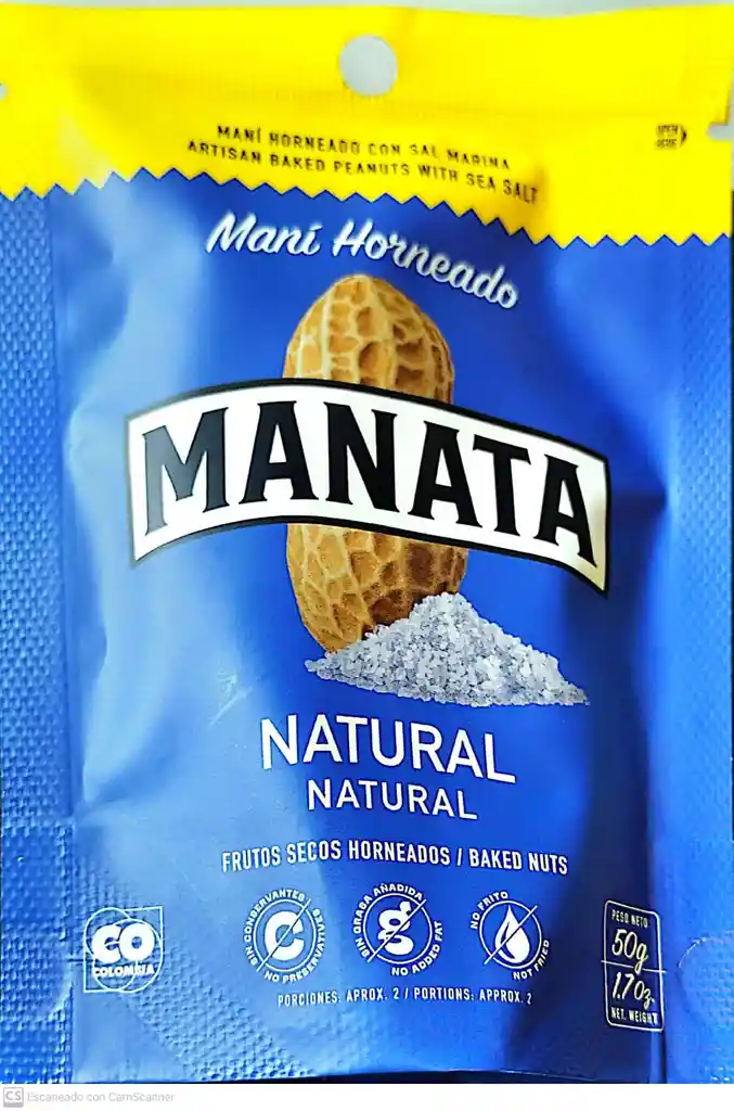 Mani Horneadas Manata Natural 50 G