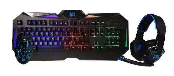 Combo 3 En 1 Gamer Känguru K-sx10 Teclado+audifono+mouse Color Del Mouse Negro Color Del Teclado Negro