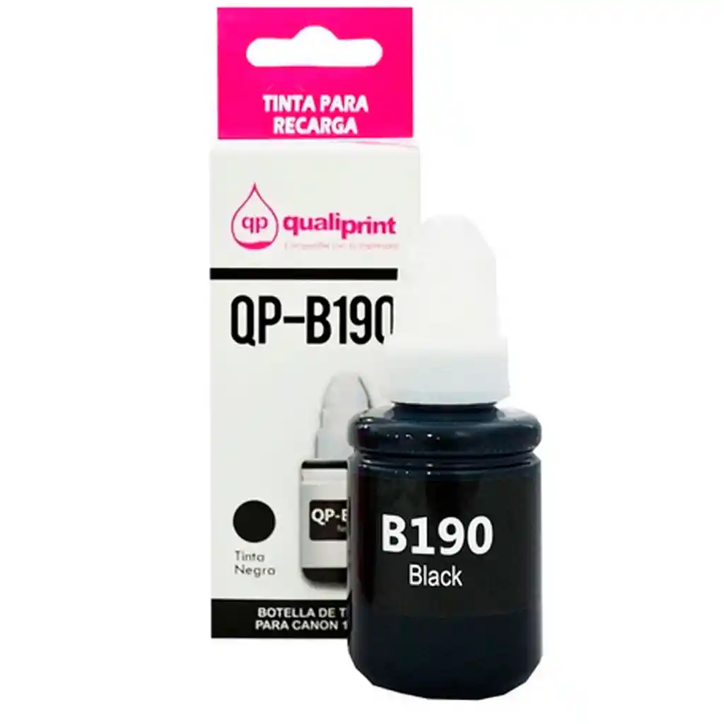 Botella De Tinta Canon 190 Negra 140ml Genérica