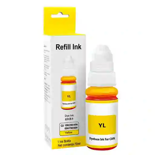 Botella De Tinta Canon 190 Amarilla 70ml Generica