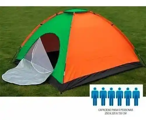 Carpa Camping 6 Personas 2.2x2.5x1.5mt Impermeable Con Malla