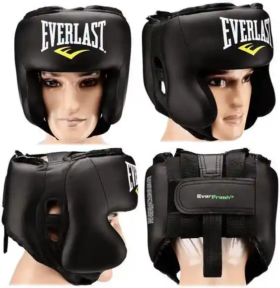 Protector De Cabeza Cabecera Everlast Boxeo Mma Sparring #2676 - Negro