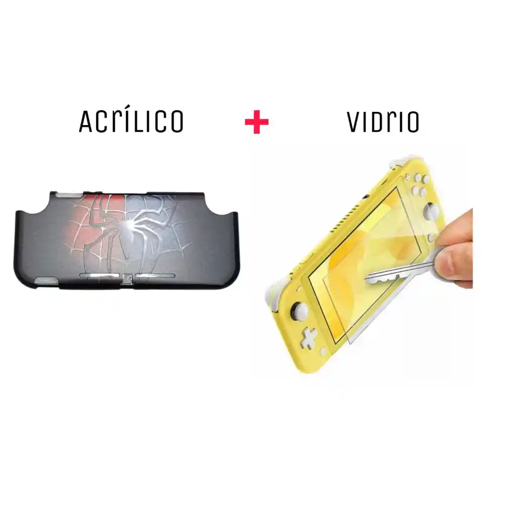 Protector Rígido De Spiderman + Vidrio Templado Nintendo Switch Lite