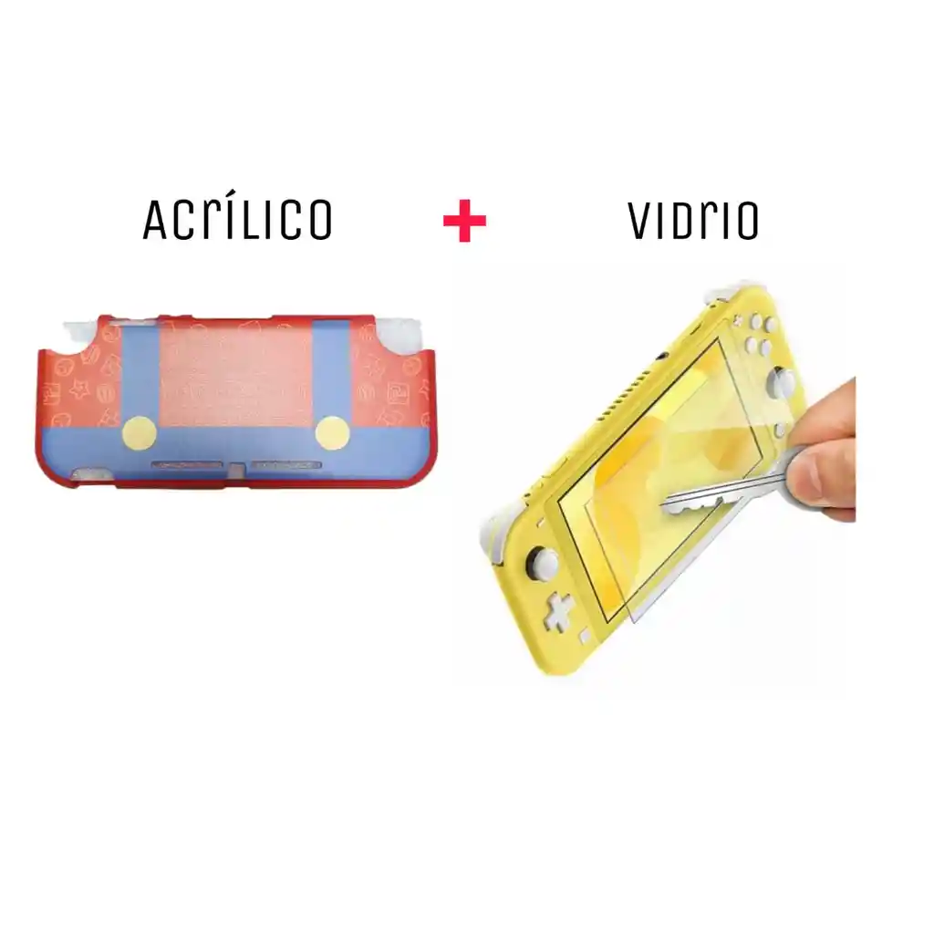 Protector Rígido De Mario Overol + Vidrio Templado Nintendo Switch Lite