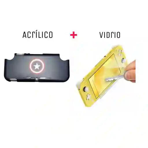 Protector Rígido De Capitan America+ Vidrio Templado Nintendo Switch Lite