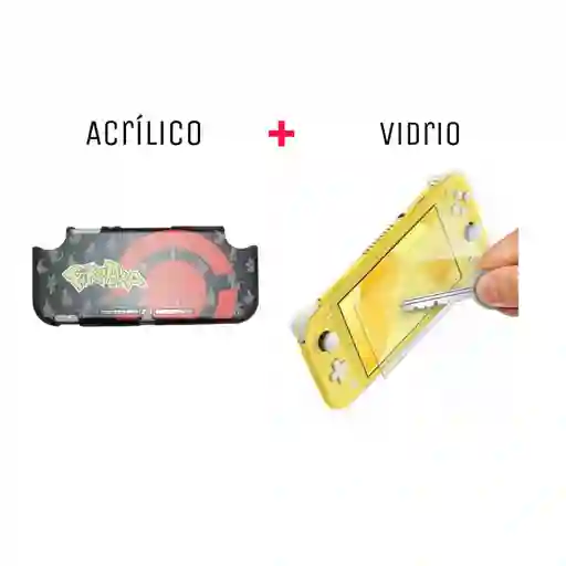 Protector Rígido De Pikapika Negro + Vidrio Templado Nintendo Switch Lite