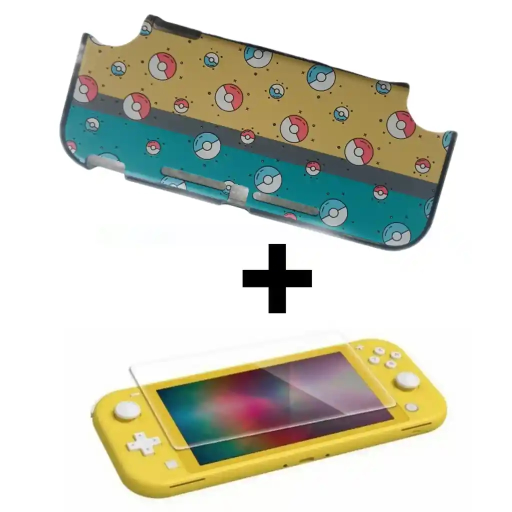 Protector Rígido De Pokebolitas+ Vidrio Templado Nintendo Switch Lite