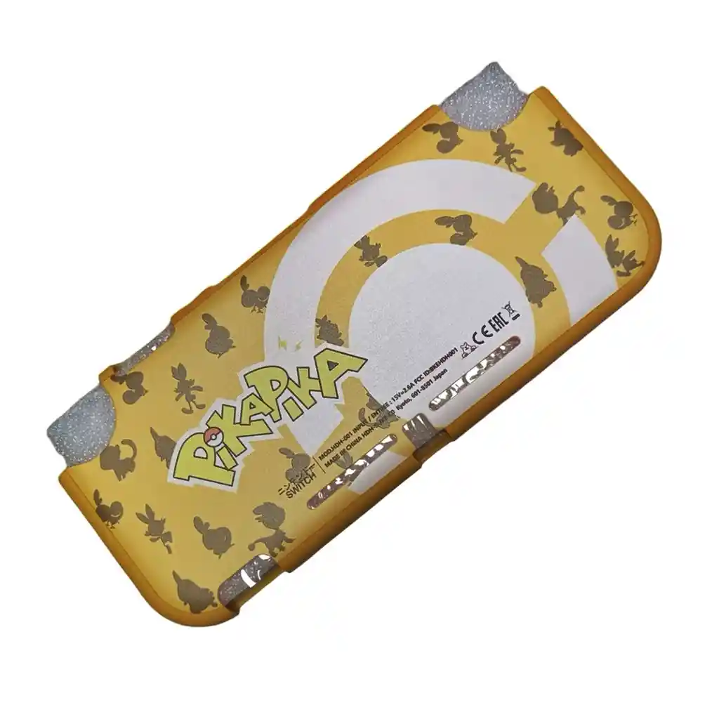 Protector Rigido De Pikapika + Vidrio Protector + 2 Grips Nintendo Switch Lite