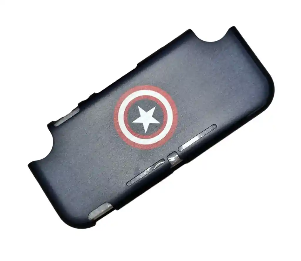 Protector Rigido De Capitan America + Vidrio Protector + 2 Grips Nintendo Switch Lite