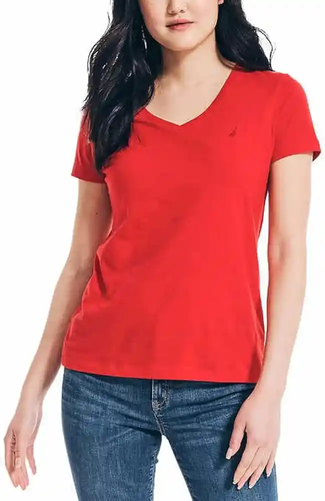 Camiseta Para Mujer Nautica Roja Talla S