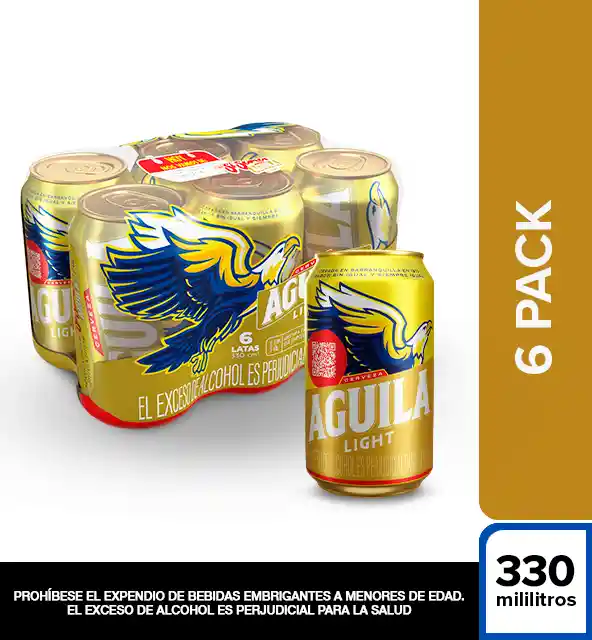 Aguila Light Cerveza En Lata X6