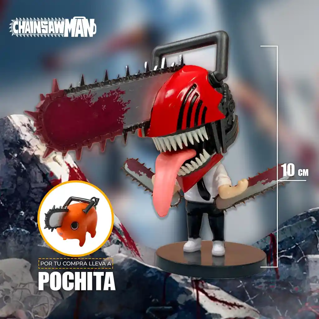 Denji Chainsawman + Pochita Figura Anime Chibi