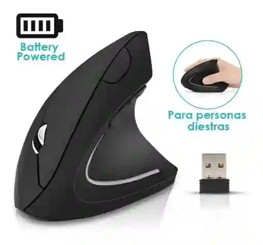 Mouse Vertical Ergonómico Unitec V886 Inalámbrico Recargable Negro