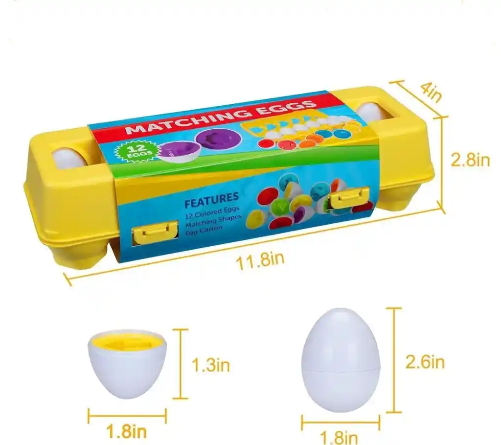 Juego De 12 Piezas De Huevos De Reconocimiento De Colores Y Y Numeros, Rompecabezas Para Niños