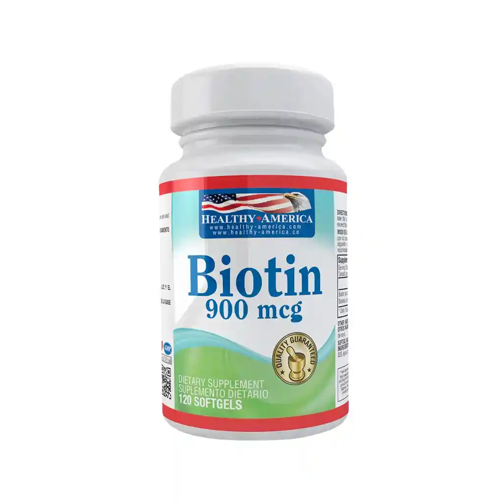 Biotin 900mcg X 120 Softgels Biotina - Healthy America