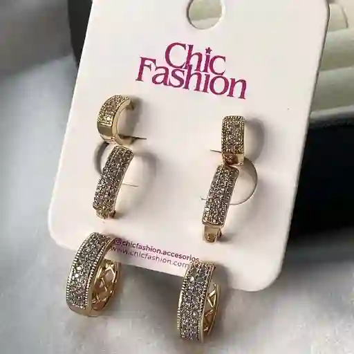 Set X 3 Candongas Oro Laminado