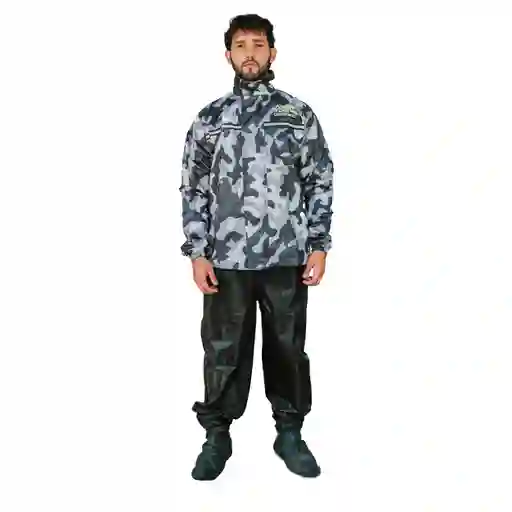 Impermeable Camuflado Para Moto Textil - Adventure Pro 1 - Gris - Hombre