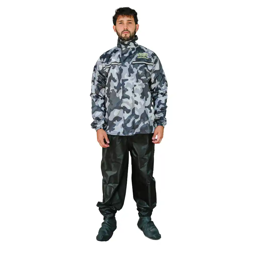 Impermeable Camuflado Para Moto Textil - Adventure Pro 1 - Gris - Hombre