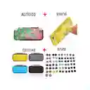 Acrilico Protector De Splatoon + Estuche + Vidrio + 2 Grips Compatible Con Switch Lite