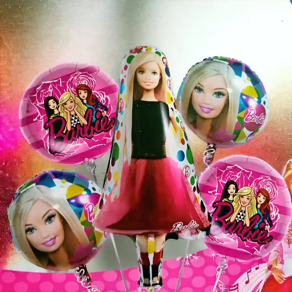 Bouquet X 5 Globos Metalizados Barbie