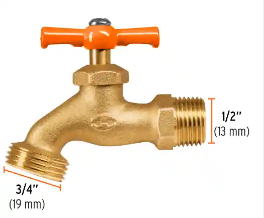 Llave Terminal Para Jardin Entrada 1/2" Salida 3/4" Truper