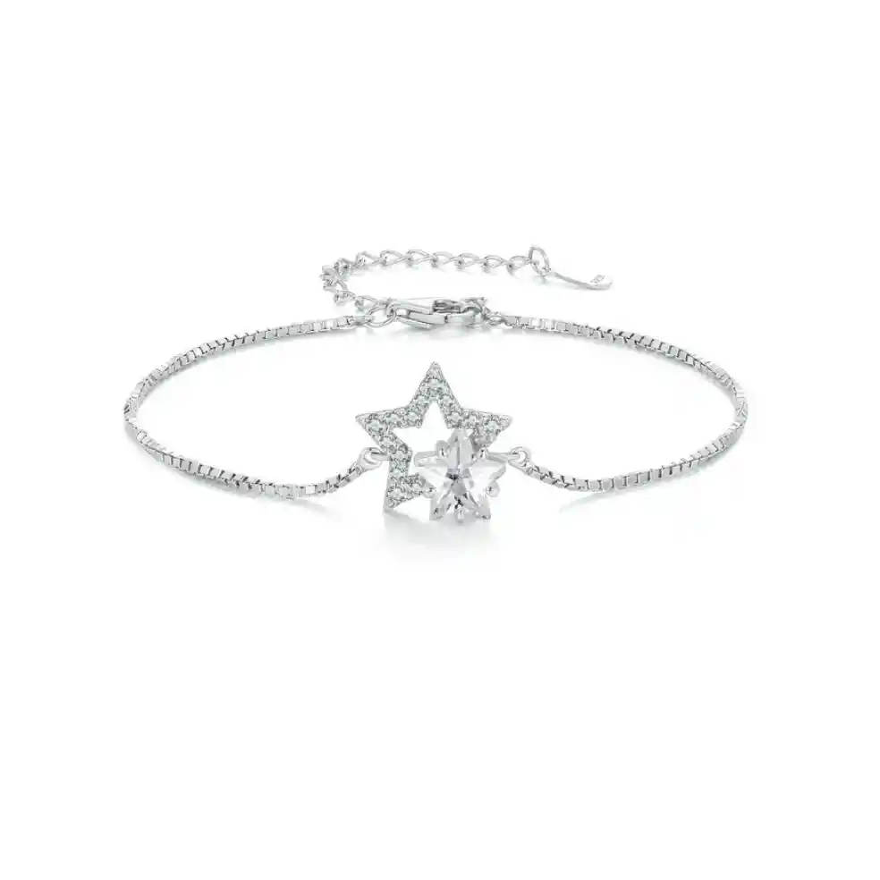 Pulsera Para Mujer Estrellas Universo Fabricada En Plata 925