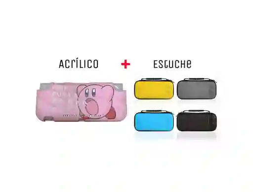 Acrilico Protector De Kirby + Estuche Rigido Para Nintendo Switch Lite