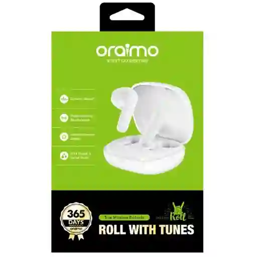 Audífonos Inalámbricos In-ear Oraimo Roll Blancos