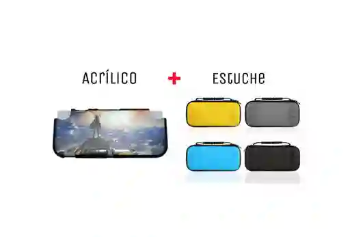 Acrilico Protector De Zelda + Estuche Rigido Para Nintendo Switch Lite