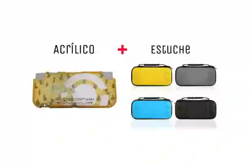 Acrilico Protector De Pikapika + Estuche Rigido Para Nintendo Switch Lite