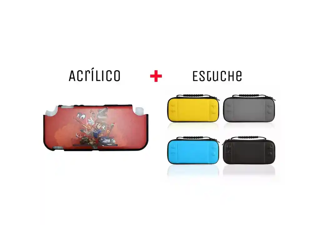 Acrilico Protector De Mario Odyssey + Estuche Rigido Para Switch Lite