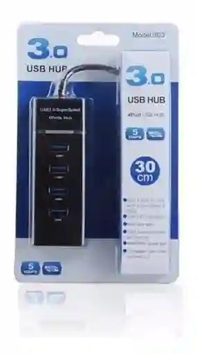 Hub Usb 3.0 4 Puertos De 5 Gbps Cable 30 Negro