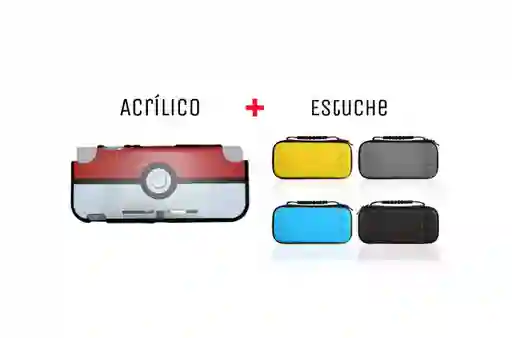 Acrilico Protector De Pokebola + Estuche Rigido Para Nintendo Switch Lite